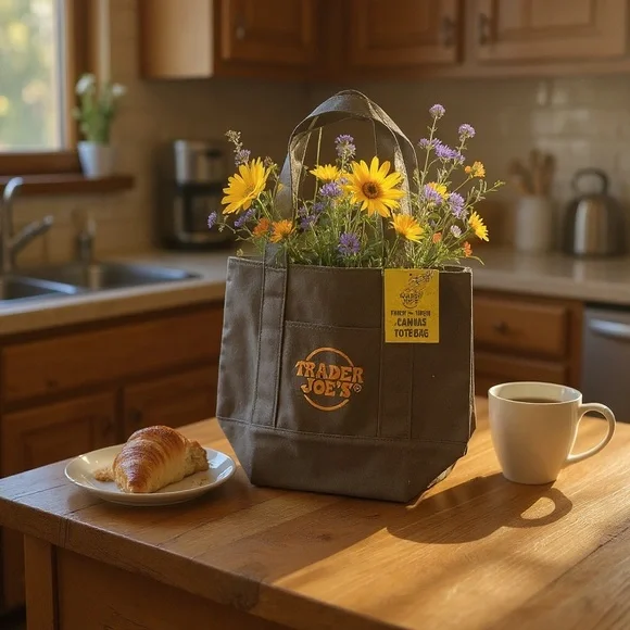 Trader Joe's Black Tote Bag - Picture 1 of 1